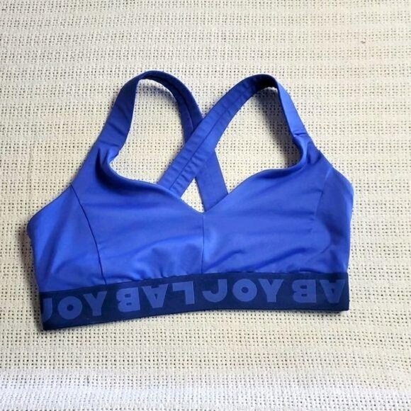LAST CHANCE Joy Lab Wide Dark Blue Logo Band Sports Sz. S Bra - Picture 1 of 4